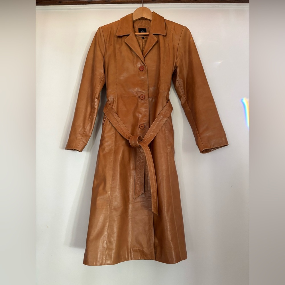 Vintage Genuine Leather Camel coloured Coat